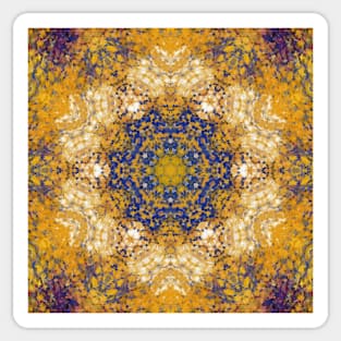 Digital Mandala Yellow Blue and White Sticker